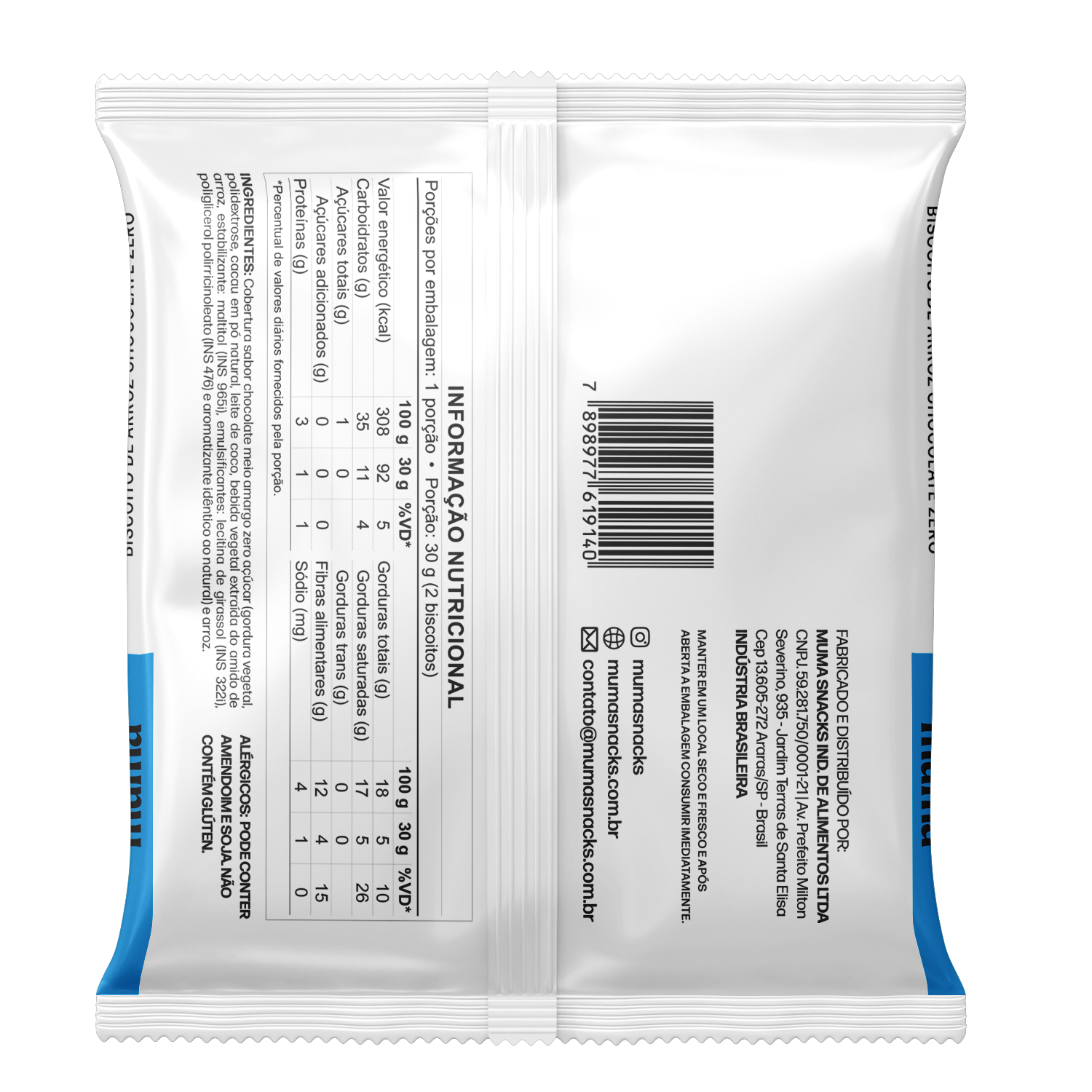 Biscoito de Arroz Chocolate Zero 30g (Individual)