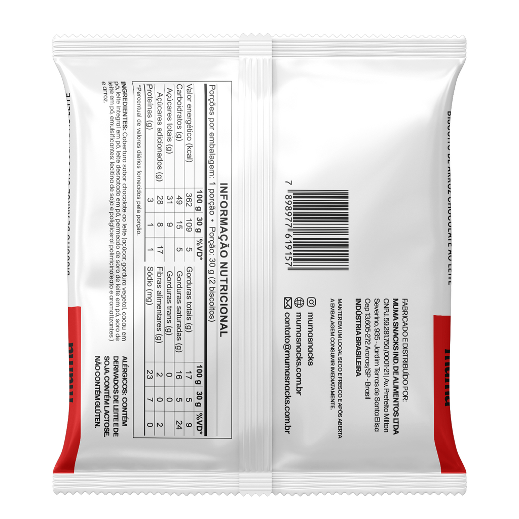 Biscoito de Arroz Chocolate ao Leite 30g (Individual)