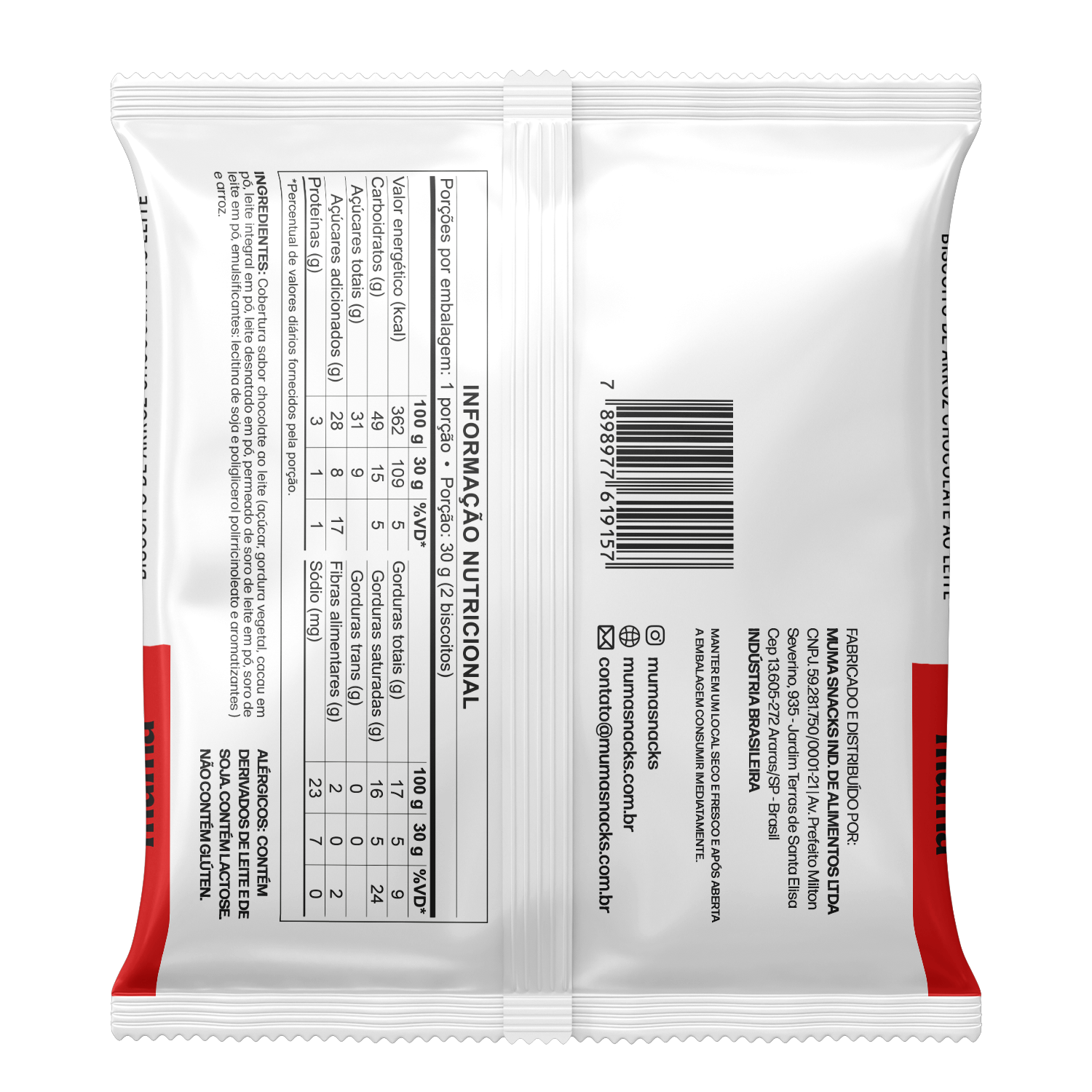 Biscoito de Arroz Chocolate ao Leite 30g (Individual)